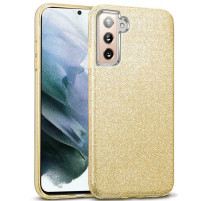 Луксозен силиконов гръб ТПУ с брокат за Samsung Galaxy S21 5G G991 златист